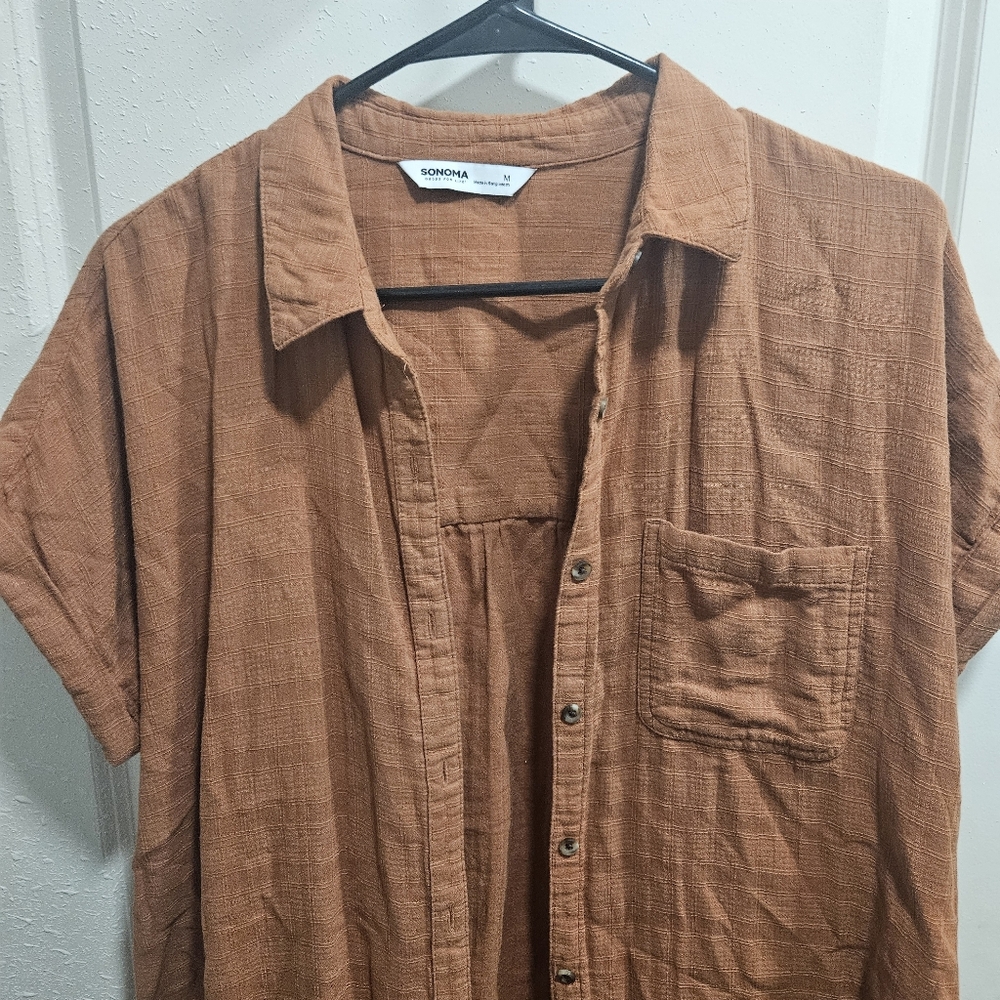 Sonoma Women's Tan Button Down Shirt